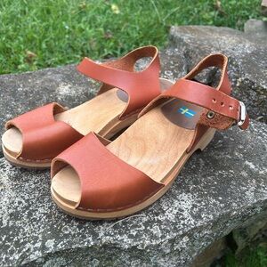 MIA Anja Leather Clogs with Wooden Heels